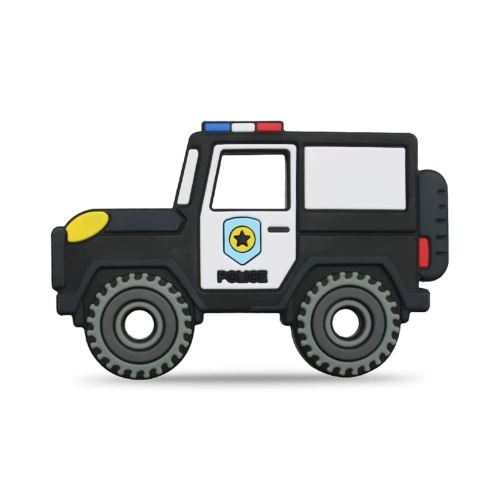 Car Series Baby Teething Toys,Food Grade Silicone Chew Teether for 3 Months+ Infant Boy and Girl,Toddler Sensory Chewing Teether,BPA Free. (Police Car, Black)