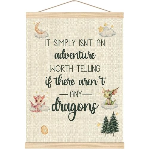 Boat Wades Dragon Nursery Decor Wooden Poster Hangers, Nursery Wall Decor, Kids Room Decor, Boys Room Wall Decoration,16x24 Inch