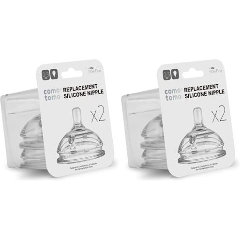 Comotomo Silicone Replacement Nipple, Fast Flow, 6+ Months, 2 Count (Pack of 2)