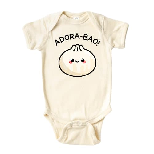 Adora-Bao Cute Baby Onesie® Brand Bodysuit Dumpling Shirt Premium Custom Clothes Unisex Baby Gift for Mom Newborn