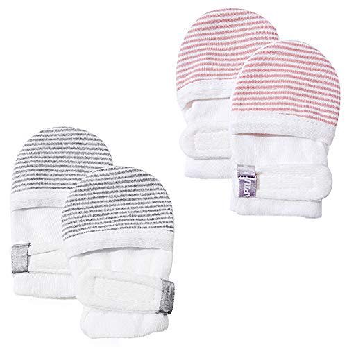 HAPIU Baby Newborn No Scratch Mittens Stay On, 100% Cotton Adjustable 0-12M | Soft Skin-Friendly, Hook & Loop, Hand Gloves For Infant Boys Girls 0-3, 3-6, 6-12 Months, Perfect Gift