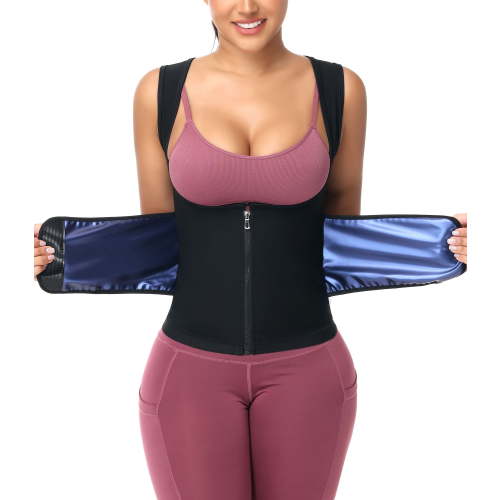 Vaslanda Sauna Sweat Suit for Women Waist Trainer Workout Faja Weight Vest Body Shaper Shirt Band