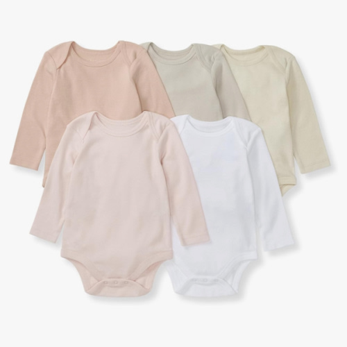 Burt's Bees Baby Bodysuits, Short Sleeve and Long Sleeve One-Pieces, 100% Organic Cotton, Pack of 5