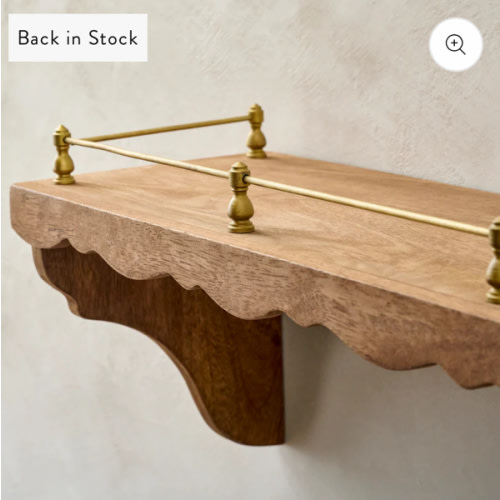Quinn Wood and Brass Railing Shelf – Magnolia