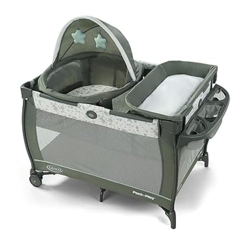 Graco® Pack ’n Play Travel Dome LX Playard – Raised Portable Bassinet, UV‑50 Canopy, Changer & Storage, Annie