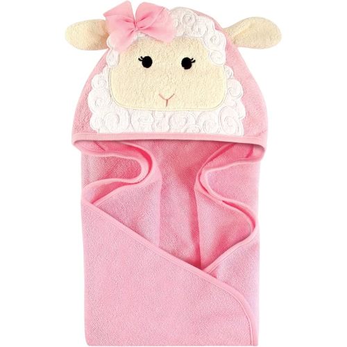 Hudson Baby Unisex Baby Cotton Animal Face Hooded Towel, Lamb, One Size