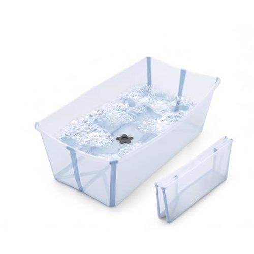 Stokke Flexi Bath X-Large Baby Bathtub, Ocean Blue - 31.5 x 15.7 x 9.4 in - Best for Infants & Toddlers - Lightweight, Foldable & Easy to Store - Convenient to Use at Home or Traveling