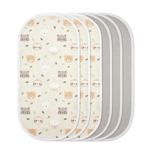 TILLYOU Waterproof Changing Pad Liners 6 Pack, 100% Cotton Reusable Cloth Diaper Liners, Pet