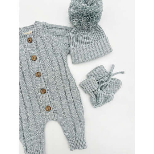 Milo Cotton Knit Jumpsuit 3pc SET BLUE – Olive and Cradle