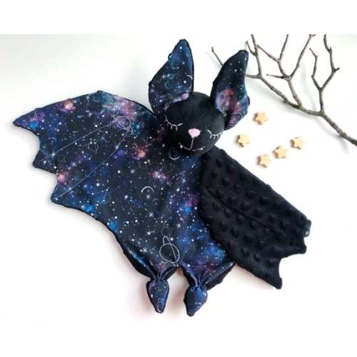 Baby lovey bat security blanket, stuffed baby animal toy, bat plush, Halloween baby gift, Halloween baby shower