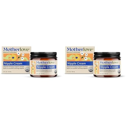 Motherlove Nipple Cream (2 oz) Organic Lanolin-Free Nipple Cream for Breastfeeding—Benefits Nursing & Pumping Moms (Pack of 2)