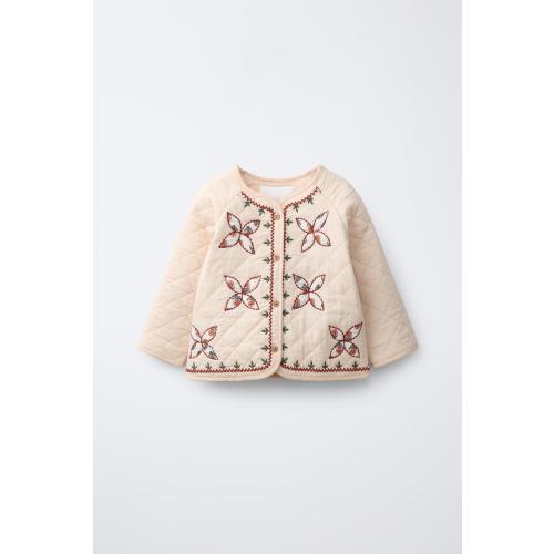 EMBROIDERED PUFFER JACKET - Beige-pink | ZARA United States