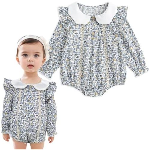 Simplee kids Baby Infant Girls Cotton Long Sleeve Summer Ruffle Romper 3-24 Months