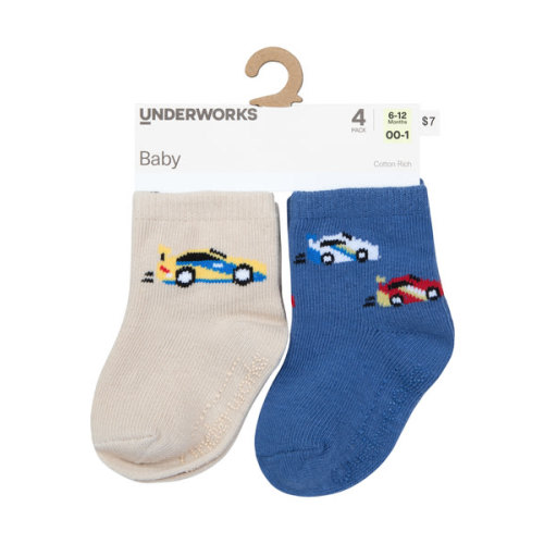 Medium Blue Underworks Infant Socks 4 Pack | Best&Less™ Online