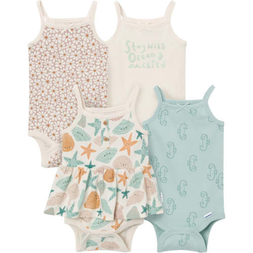 4-Pack Baby Girls Shells Sleeveless Bodysuits – Gerber Childrenswear