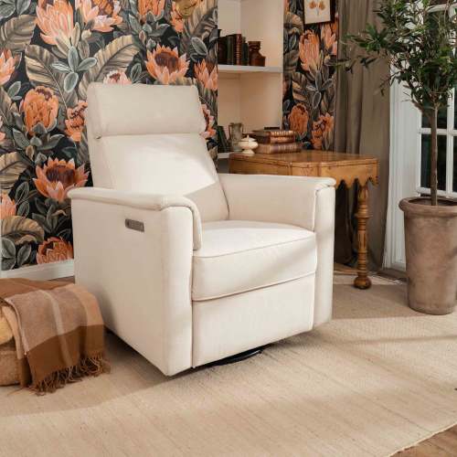 Willa Pro Power Recliner and Swivel Glider - Pro with Power Headrest, Lumbar & Light - Performance Cream Eco-Weave