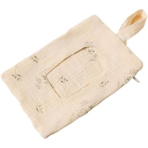 Portable Mommy Bag for Stroller,Refillable Floral Baby Wipe Holder Quilted Wipe Organizer Pouch w/Lanyard for Travel