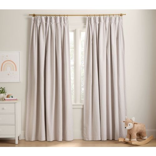 Pinch Pleat Gingham Blackout Curtain | Pottery Barn Kids