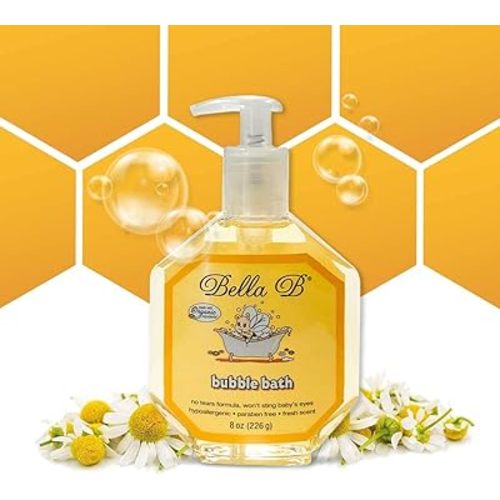 BELLA B Bubble Bath for Baby & Kids 8 oz - Organic Bubble Bath for Toddlers - Toddler Bubble Bath Tear-Free Baby Bubble Bath Organic - Natural Bubble Bath for Kids - Tear-Free Bubble Bath - Kids Bath