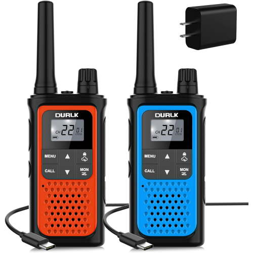 Walkie Talkies for Adults Long Range 2 Pack, Rechargeable Walkie Talkies 22 FRS Channels Two Way Radios with NOAA Weather Receiver, Noise Reduction, Volume Adjustment, LED Flashlight, 1800mAh Battery