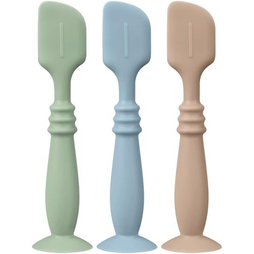 3 Packs Silicone Diaper Cream Applicator with Suction Base, Diaper Cream Spatula Applicator for Babies, Soft Silicone Diaper Cream Brush (Sage/Ether/Natural)