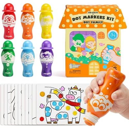 Jar Melo Dot Family Markers for Toddler, Easy Grip 6 Colors Bingo Markers