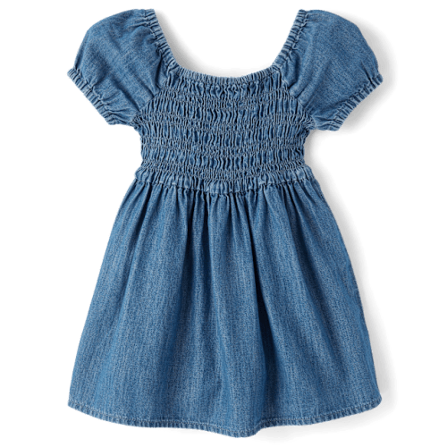 Baby And Toddler Girls Smocked Chambray Dress - Blue