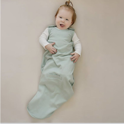 Woolino 4 Season Ultimate Baby Sleep Sack – Merino Wool Baby Sleeping Bag, Organic Cotton Outer, Temperature Regulating Wearable Blanket, All Season, 2 Months–2 Years - Aloe