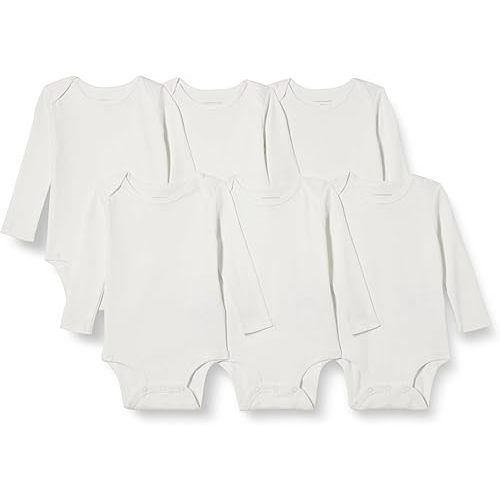 Amazon Essentials Unisex Babies' Long-Sleeve Bodysuits, Pack of 6