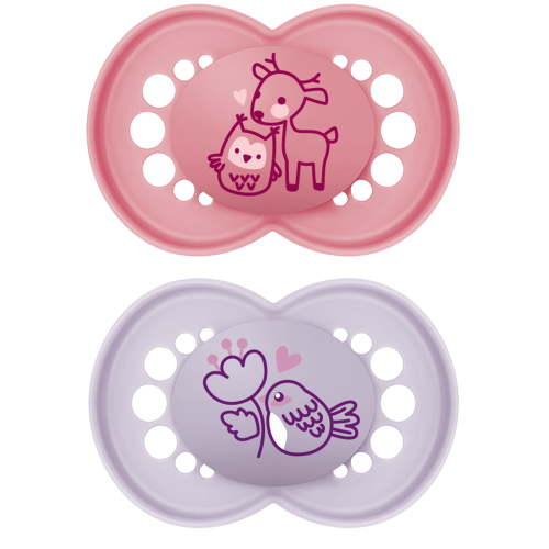 MAM Original Matte Deco Pacifier, 6+ Months, Girl, 2 Pack