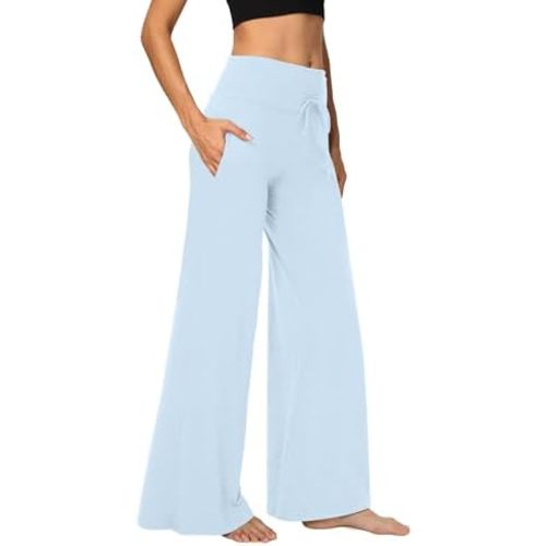 Showitty 1/3 Pack Women's Wide Leg Pants with Pockets, Causal Loose Pajama Palazzo Trousers Sweatpants for Yoga Lounge