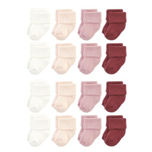 Hudson Baby Cotton Rich Baby Terry Socks 16-Pack, Solid Blush Pink, 0-6 Months