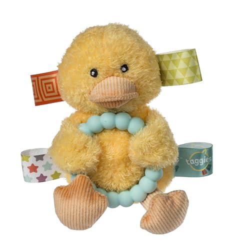 Taggies Soft Baby Rattle with Soothing Teether Ring and Sensory Tags, 6-Inches, Yellow Dunkin Duck
