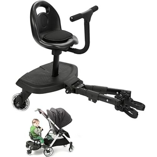 Universal 2-in-1 Stroller Board, Buggy Board with Detachable Seat Standing Board, Holds Children Up to 55lb,for 2-6-year-old Children. 2-1 Stroller Seat Attachment