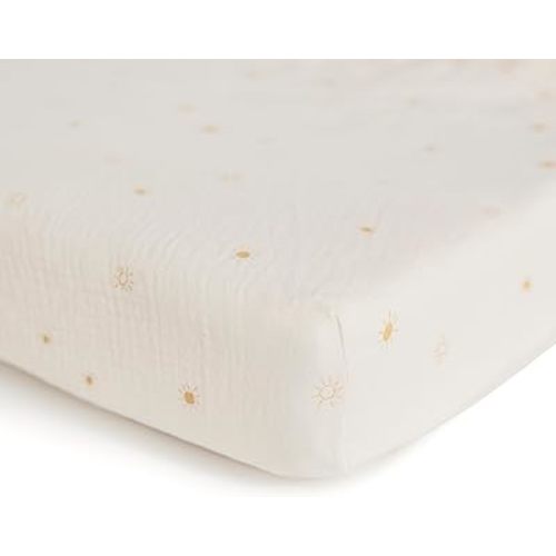 mushie Extra Soft Muslin Fitted Crib Sheet | 192 Thread Count | 28"x 52" (Sun)