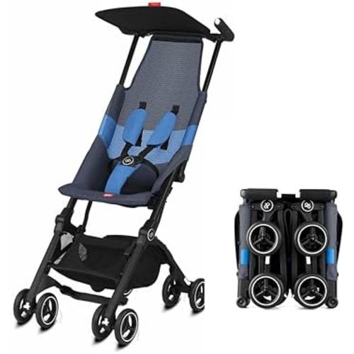 gb Pockit Air All Terrain Ultra Compact Lightweight Travel Stroller with Breathable Fabric in Night Blue, 28x17.5x39.8 Inch (Pack of 1)