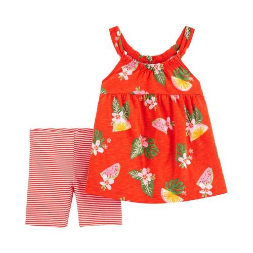 2-Piece Floral Slub Tank & Playground Short Set - Red - 9M