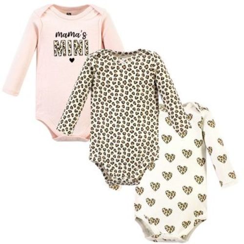 Hudson Baby Basics Infant Girls Essential Long Sleeve Bodysuits 3-Pack, Sweetheart Spots, Preemie