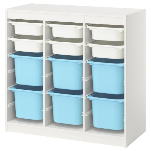 TROFAST Storage combination with boxes - room divider/white light blue 39x17 3/8x37 "
