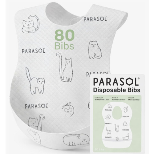 PARASOL Disposable Bibs, 80 Count, Hypoallergenic & Waterproof