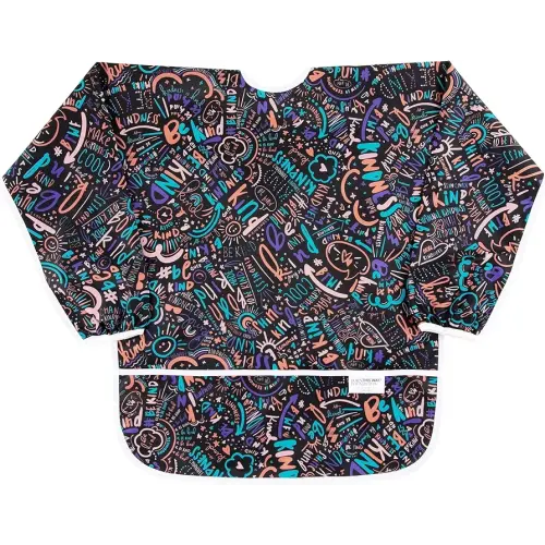 Bumkins Sleeved Smock, Toddler Reusable Waterproof Bib for Girls and Boys 3-5 Years, Long Sleeve Childrens, Kids Paint Apron, Arts, Crafts and Play with Pocket, Soft Fabric, Born This Way Kindness