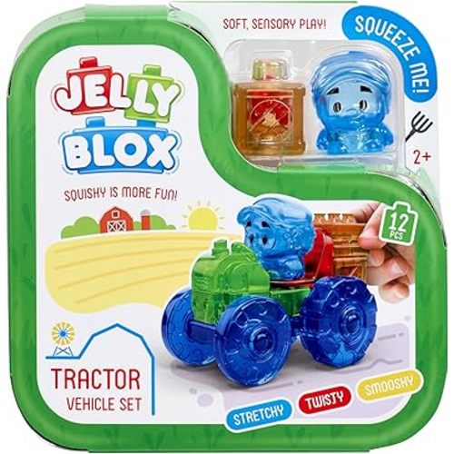 Tractor Set | Includes 12 Pieces | Toddler & Preschool Building Blocks Kids Can Squeeze, Stretch, Squish | Safety Tested & Ouch-Free | Tactile, Sensory Play Toy for Ages 2+