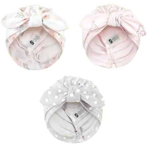 Hudson Baby Infant Girls Turban Cotton Headwraps, 0-24 Months