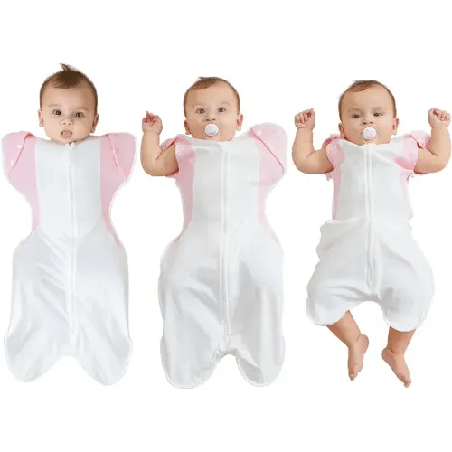 Transition Baby Swaddle 3-6 Months 12-18 lb, Arms In/Out Swaddle Sleep Sack with 2-Way Zipper Moisture-Wicking Fabric, Improves Sleep Snug Fit Helps Calm Startle Reflex,1Pack,Pink