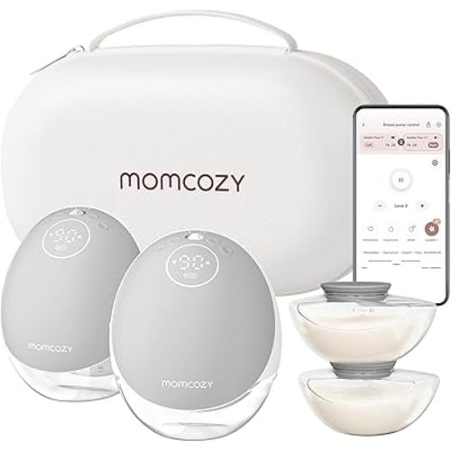 Momcozy Wearable Breast Pump M9, Hospital Grade Medical App-Controlled Hands-Free Electric Breast Pump Silver Gray 2 Count