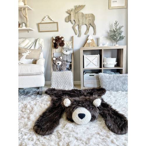 Regular Brown Grizzly Bear Nursery Rug | Woodland Decor Collection by ClaraLoo Creations