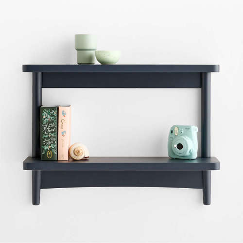 Hampshire 27" Navy Blue Wood 2-Tier Kids Wall Shelf