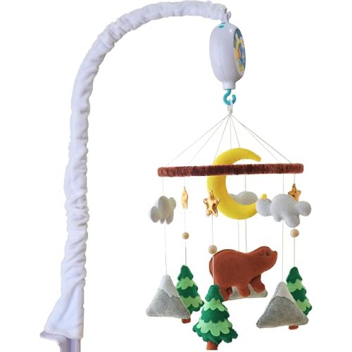 Woodland Baby Mobile for Crib | Bear & Forest Animals Crib Mobile for Boys & Girls | Musical Baby Crib Mobile with 12 Lullabies | Woodland Nursery Decor Gift