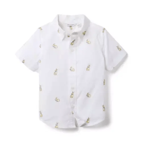 Boy White Bunny The Poplin Bunny Shirt by Janie and Jack