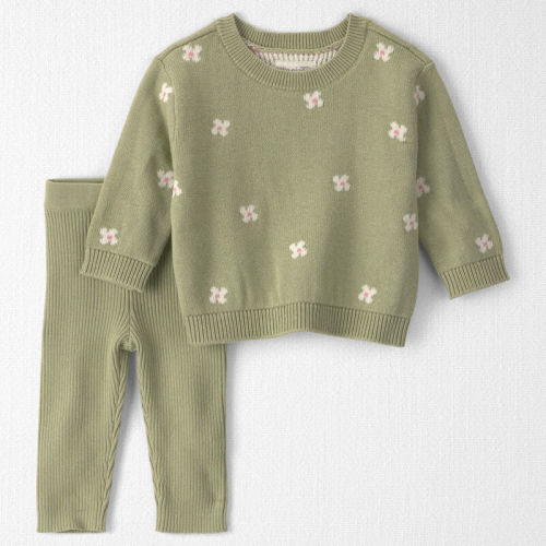 Baby Girl 2-Piece Organic Cotton Sweater Knit Top & Pant Set | Carter’s Oshkosh Canada